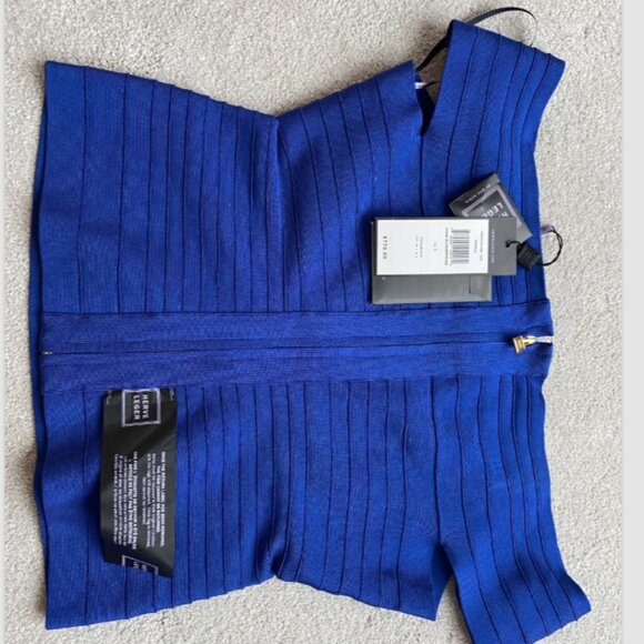 Herve Leger Pamela Bodycon Top, size large, Blue Sapphire . New with tags - Picture 3 of 6
